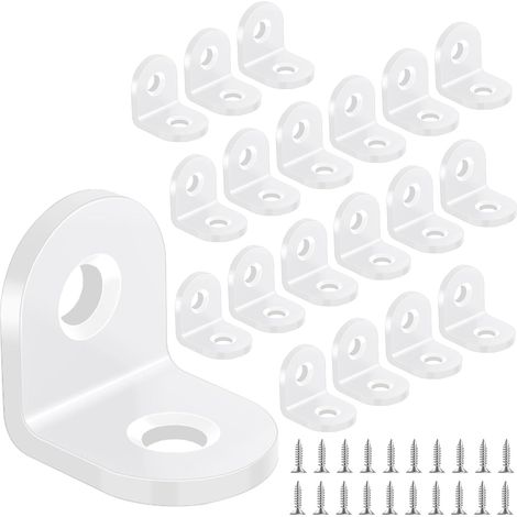 Lot de 20 équerres blanches 20x20mm, en acier carbone Fixation pour meubles en bois, avec vis (1/5)