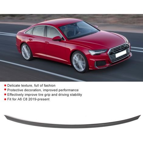 Fahrzeugmodifikation: Audi A6 2019 im S6-Stil mit glänzend schwarzem Heckflügel (übergroß, Versand über eine separate Linie).