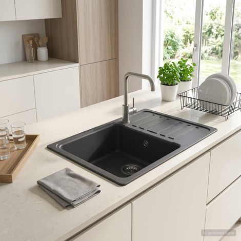vidaXL Lavello da cucina con gocciolatoio Granito 57.5 x 46 x 28 cm