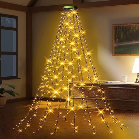 lumière blanche chaude-Guirlande lumineuse pour sapin de Noël, 400 perles LED, 2 mètres de long, 8 modes d'éclairage, étanche. (1/5)