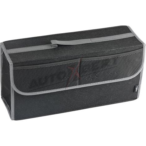 Organisateur de coffre de voiture en feutre pliable avec rabat et poches filet (1/5)