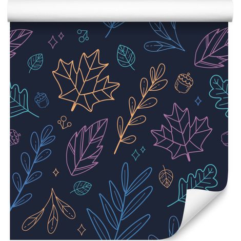 Tapete „Trockene Blätter“ Marineblau und Indigo für Wohn- und Schlafzimmer 50 x 1000 cm (1/5)