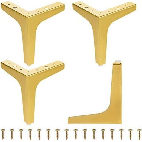 Set of 4 metal furniture legs – 17.8 cm x 17.8 cm – Modern triangular metal furniture legs – for cabinets, sofas, chairs, multicoloured