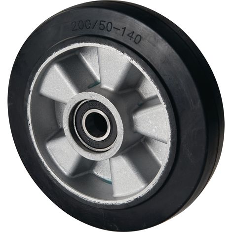 Lenkrad Elastik-Vollgummi Naben-L.55mm Rad-B.50mm D.200mm Guss-Felge f.Gabelhub.