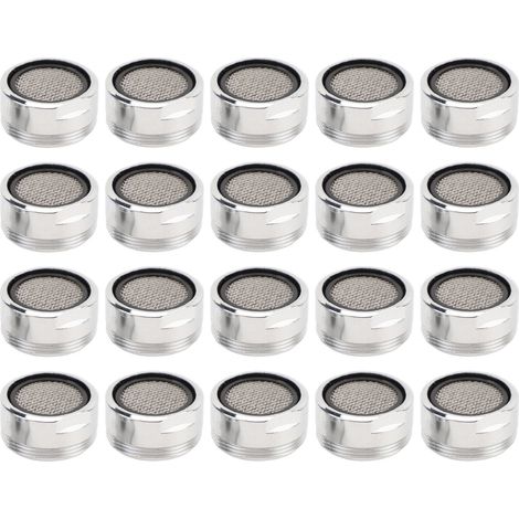 Lot de 20 aérateurs de rechange pour robinet de salle de bain ou évier de cuisine, tige en acier inoxydable de 24 mm (15/16 po), coque en laiton avec rondelles. (1/5)