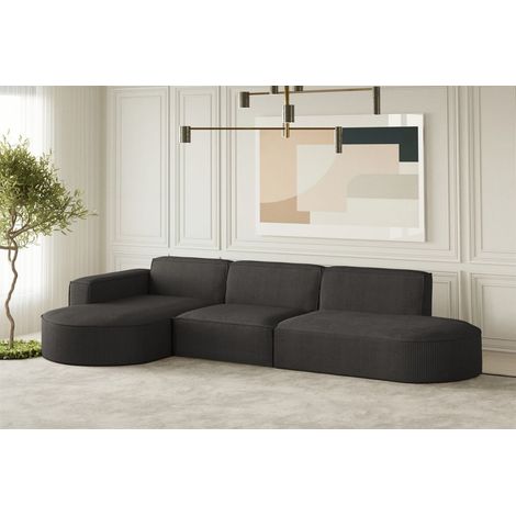 Ecksofa Designersofa PALMA in Stoff Scala Anthrazit Ottomane Links (1/3)