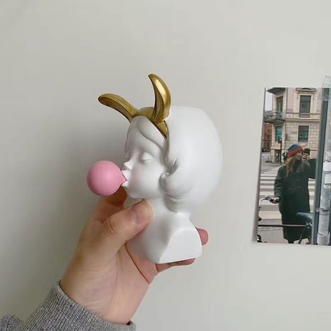 Porte-stylo fille aux oreilles de lapin, vase de rangement fille aux oreilles de lapin, ornement en résine, décoration de chambre girly, fille aux oreilles de lapin (1/5)