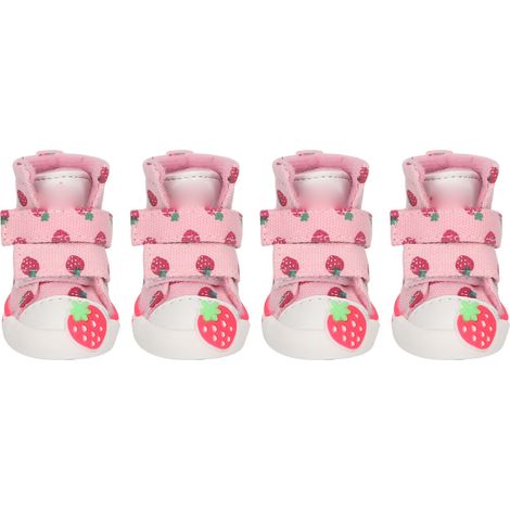 Chaussures pour chien antidérapantes et respirantes en toile mignonnes bottes fraises pour petits chiens Teddy Bichon Poméranie 4 (1/5)