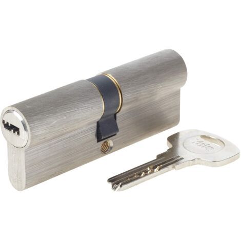 Cylindre de Serrure Débrayable 30x40 mm, 6 Goupilles - Porte Extérieure, Porte Intérieure, Porte d'Entrée - YC1000+ - 4 Clés réversibles, Nickelé (1/5)
