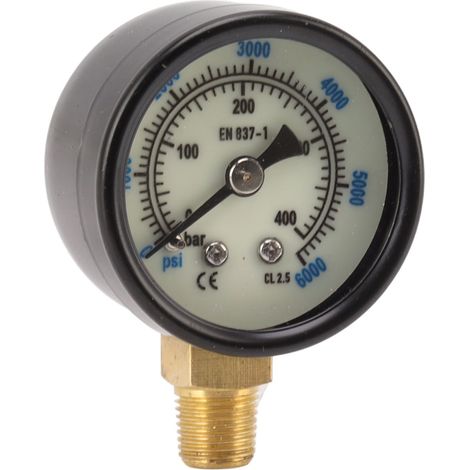 Manomètre à double échelle 6000 psi, raccord 1/8 NPT, compatible avec les bouteilles de CO2. (1/5)