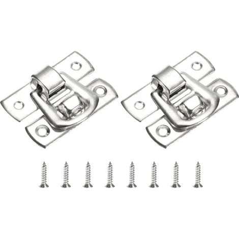 2 Pcs Loquet à Loquet, 30 x 18mm Loquet à Bascule Décoratif Rétro Boucle Métallique Cadenas avec Vis pour Boîte à Bijoux Valise Boîte à Outils en Bois, Argent (1/5)