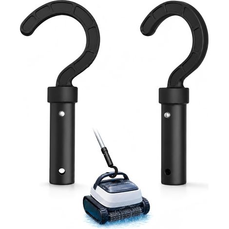 2 Pièces Crochets pour Robot Piscine pour Manche Télescopique, Accessoire Piscine, Crochet de Récupération pour Aspirateur Piscine, Robot Nettoyeur Piscine, Nettoyage Sous l’Eau Noir, Entretien (1/5)