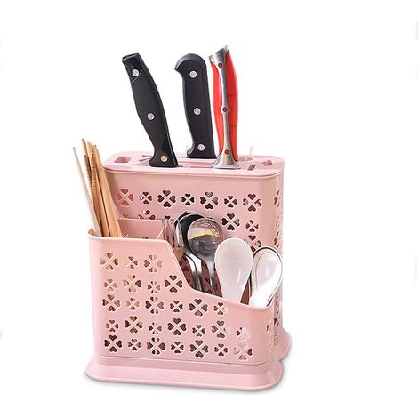 Porte-Couverts - Plastique - Pour Ustensiles De Cuisine - Rose - 21 x 16 x 21,5 cm - 1 Pièce (1/5)