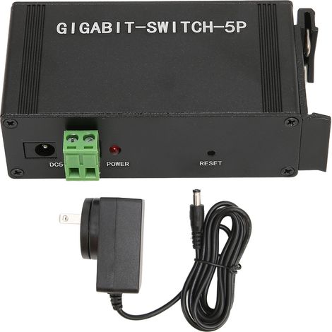 Switch Ethernet Gigabit 5 ports Full Duplex 10/100/1000M, commutateur réseau en alliage d'aluminium, prise US 100-240V, pour ordinateur et réseau. (1/5)