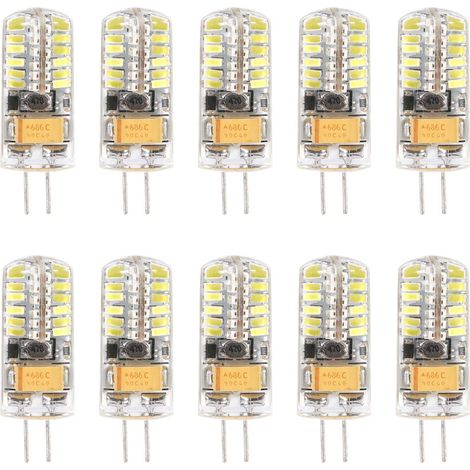 Lot de 10 ampoules LED G4 à intensité variable AC12V, ampoules cristal, blanc froid, 3W, remplaçant les 48 LED. (1/5)
