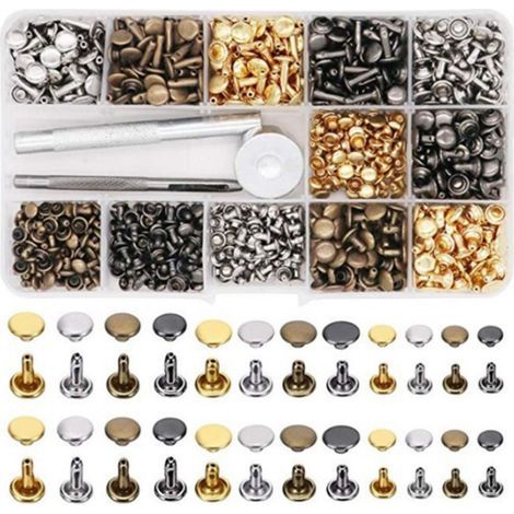 Doppelseitiger Nietsatz, Metallbolzen, Sortiment an Verbindungsschrauben mit Stanzwerkzeug, 4 Farben (1/5)