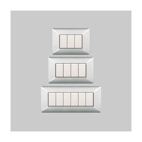 Placca coprinterruttore in alluminio chiaro easy 6 posti