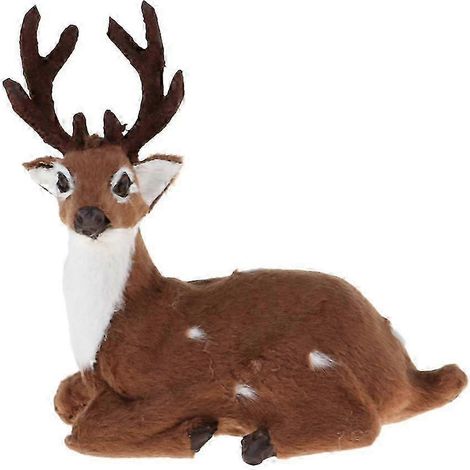 Renne de Noël en peluche simulant un élan, modèle jouet marron clair femelle sur pied-Dark Brown Male Sitting