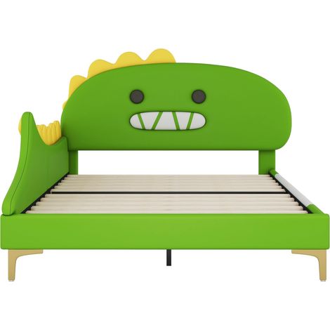 GagaLit enfant 140200cm, forme de dinosaure de dessin animé, lit plat, matériau PU, vert (1/5)