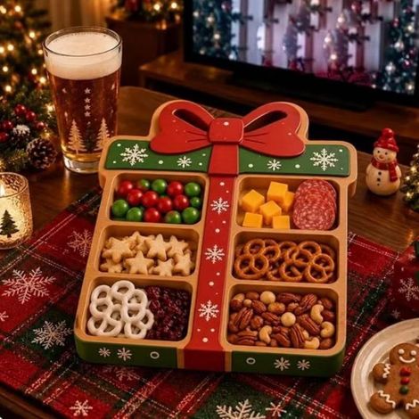Servierplatte für Weihnachtssnacks - Unterteilte Festtags-Vorspeisenplatte - I -
