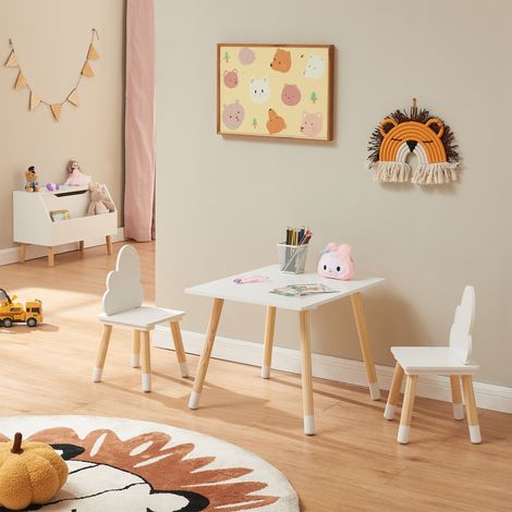 Kindersitzgruppe Hovle mit Wolken-Design Weiß [en.casa]