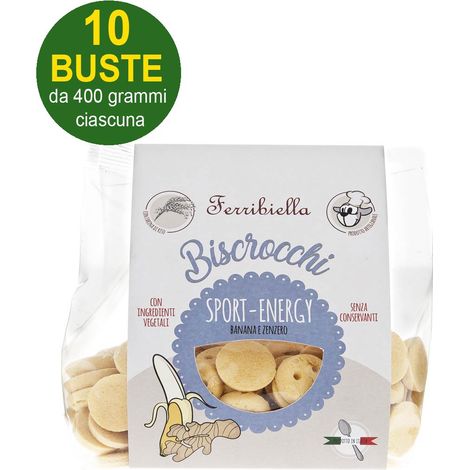 Biscotti Biscrocchi Sport Energy con banana e zenzero per cani 10 buste da 400 g ciascuna