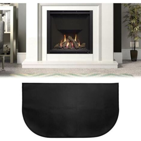 Tapis ignifuge demi-rond pour cheminée et poêle – Protection anti-feu en fibre de verre – Dimensions 102x50 cm – Couleur noire (1/5)