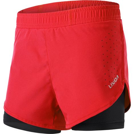 Short de course 2 en 1 pour femmes, séchage rapide, respirant, entraînement actif, exercice, Cycle de Jogging avec doublure plus longue (1/5)