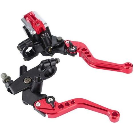 1 par de palancas universales de 7/8" (22 mm) para depósito del cilindro maestro del freno y embrague de motocicleta, color rojo. (1/4)