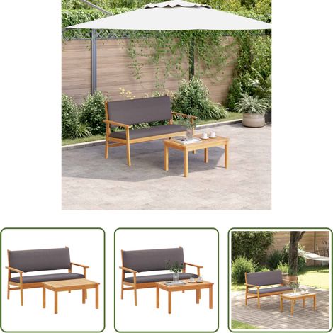 Terrassensofa - Gartensofa-set mit Kissen 2 pcs Anthrazit Massivholz Akazie (1/5)