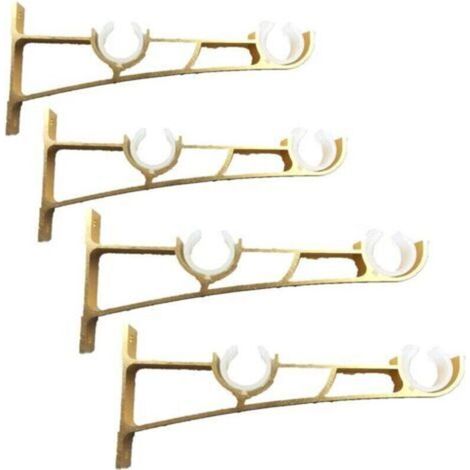 4Pièces Tringle à Rideau en métal Robuste. Support de Tringle à Rideaux. Double Tringle à Rideau Pole Holder. Support Rideau. Support de Tringle à Rideau en Aluminium. Support de Tringle à Rideau or