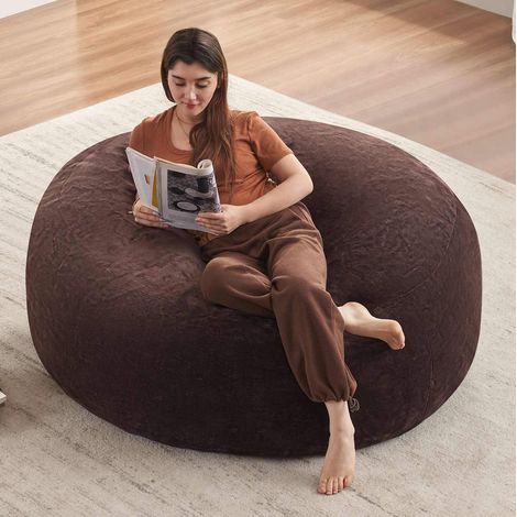Sillón puff para adulto 120x120x60 cm marrón, compacto y modulable, relleno de espuma MEUBLIV (1/5)