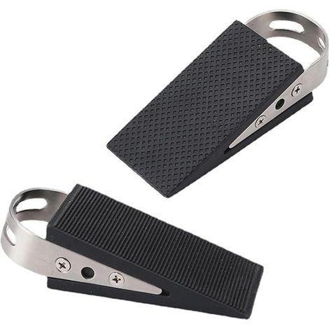 2 pièces cale porte souple, Résistants Antidérapante Caoutchouc Cale Porte au Sol, avec poignée en acier inoxydable, pour Genre Carrelage, Sol,Béton, Tapis (1/5)