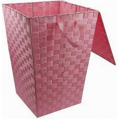 Trade Shop - Cesta Cesta Para Objetos Baño Hogar Tapa 35 X 52 Cm 79107 Rosa - (1/2)