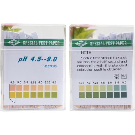 Papier test pH de précision bicolore DF 4,5-9,0 (salive, sol, aquaculture, liquide amniotique) (1/4)