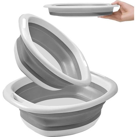 2 cubos/recipientes plegables para acampar, cubos de lavado portátiles para el fregadero de la cocina (2 tamaños) (1/5)