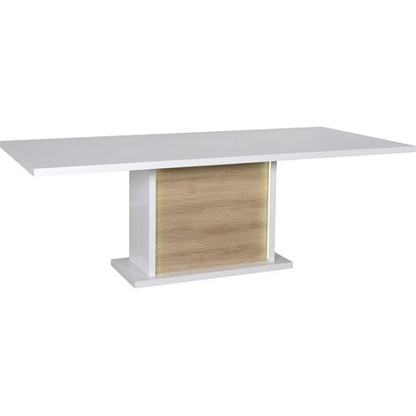 DAYTON OAK - Table Allongeable 180-225cm Effet Chêne et Leds (1/5)