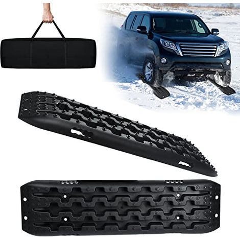 Sandbleche Offroad 2x Traktionsmatte Kunstoff Anfahrhilfe Recovery Board Tracks mit Aufbewahrungstasche Traktionsband Max. 10T Last Schwarz NAIZY (1/5)
