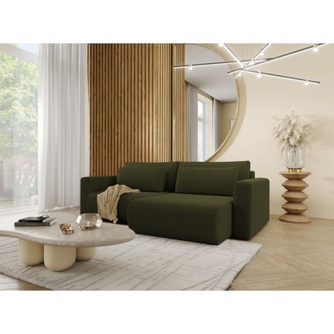 Ecksofa Sofa mit Schlaffunktion CHAIRA Stoff Curio Grün Ottomane Rechts (1/5)