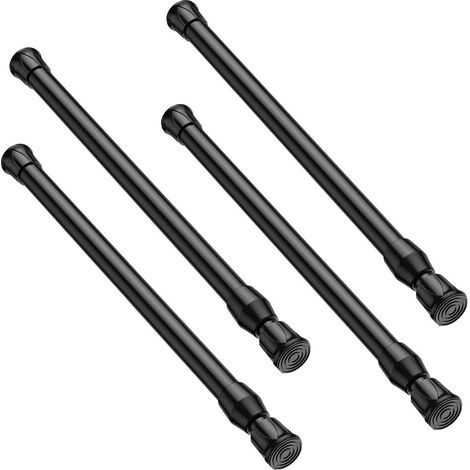Barre de tension télescopique réglable pour rideaux, placards et cuisines, 30-50 cm, acier inoxydable, noire (1/5)