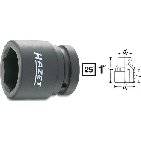 Hazet Schlag-Maschinenschrauber Steckschlüsseleinsatz 1100S-55, 1 (25 mm) Vierkant hohl, Außen Sechskant Profil, SW 55 mm
