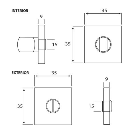 Quadratische Krücke 35mm Inox Innen (1/2)