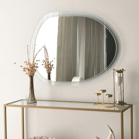 Miroir de salon organique cadre verre transparent 83 cm CODY (1/5)