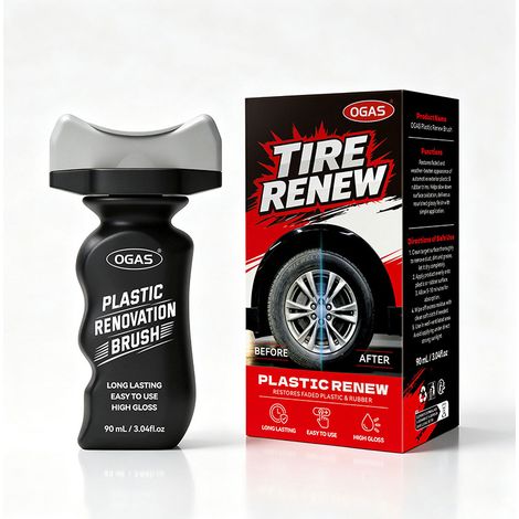 OGAS Plastic Restoration Brush: Removes discoloration, dullness, signs of aging, and cracks refreshes and conditions plastic parts. Tire Restoration Brush. (1/5)