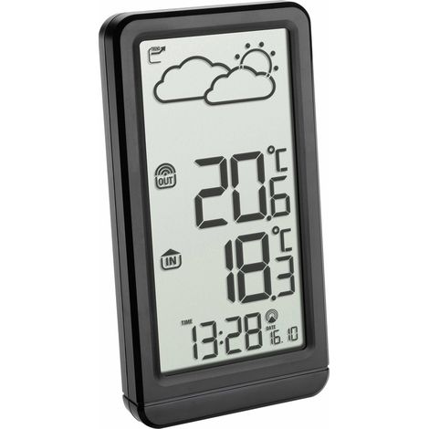Station météorologique H158xl83xP20 mm noir plastique pour int. incl. émetteur e (1/4)