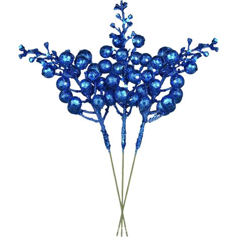 Baies Festives Artificielles - 14 Pièces - Tige En Fil Métallique - Diamètre 1,5 cm - Longueur 20 cm - Pour Décoration De Sapin, Couronne Ou Guirlande (1/5)