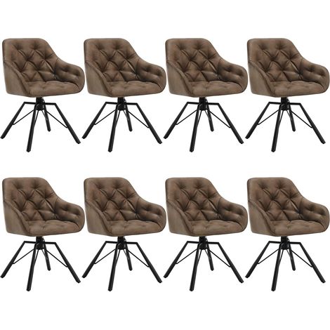WOLTU Juego de 8 Sillas Giratorias de Comedor de Poliuretano, Sillas de Cocina Modernas Con Patas Metálicas, Sillas Para Sala de Estar, Color Marrón (1/5)