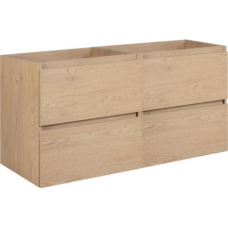 Mobile da bagno 120 cm (2x 60), Colore: Rovere Chiaro, 120 x 46 x 60,7 cm, senza piano di lavoro (1/5)