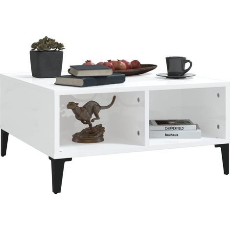 Table basse Blanc brillant 60x60x30 2 (1/5)