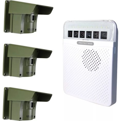 Alarme d'allée 800 mètres sans-fil avec détection de passage extérieur - PROTECT 800 (1 récepteur blanc, 3 détecteurs) (1/3)